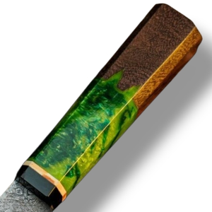 Couteaux de chef faits main sur mesure avec lame en acier multicouche, manche ergonomique en bois et résine pour la cuisine en restaurant et la préparation des légumes - Product Image 4