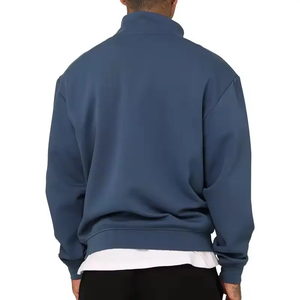 เสื้อสเวตเชิ้ตคอซิปสีดำแบบยูนิเซ็กซ์ ทรงโอเวอร์ไซส์ คอตั้ง สวมใส่สบายๆ สำหรับฤดูใบไม้ร่วง ผ้าเฟรนช์เทอร์รี่ถัก สีพื้น ปักลาย 100% - Product Image 3