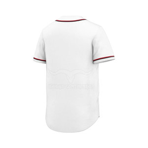 Maillot de baseball respirant unisexe à manches courtes blanc avec bordure rouge, fermeture boutonnée, vêtements de sport pour adultes toutes saisons - Product Image 2