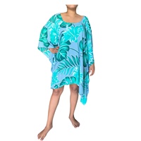 Nouvelle Robe Poncho Tissée Respirante en Rayonne à 100% avec Imprimé Feuilles et Épaules Découpées – Parfaite pour la Plage et les Tenues Décontractées d'Été