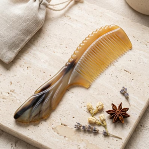 <b>Wide</b> Tooth Horn <b>Comb</b> – Handmade Natural Horn <b>Comb</b> – Hair <b>Comb</b> Gift by HF Crafts - Product Image 6