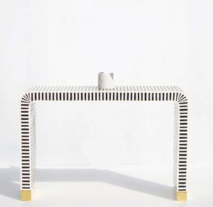 Mesa con Incrustaciones de Hueso de ILAHI, Diseño Moderno con Detalles de Ágata, Almacenamiento Portátil, Muebles para el Hogar - Product Image 1