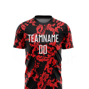 Men's Soccer Uniform Set Black Red Print Sublimated Jersey Shorts Moisture Wicking <b>Athletic</b> Fit All Seasons - Product Image 5