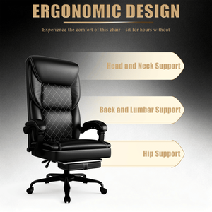 Sedia da Ufficio Ergonomica per Gaming con Supporto Lombare Gonfiabile, Comoda Sedia da Computer Larga con Poggiapiedi Collegato - Product Image 6