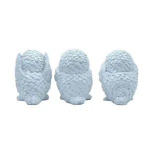 Ensemble de trois statues d'hiboux sages en résine, modelées à la main, décoratives pour jardin, intérieur et extérieur - Product Image 3
