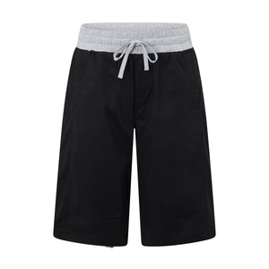 Women Fitness Black <b>Knee</b>-Length Shorts with Gray Waistband Shorts Manufacturers in Pakistan Casual Loose Fit Women Shorts - Product Image 1