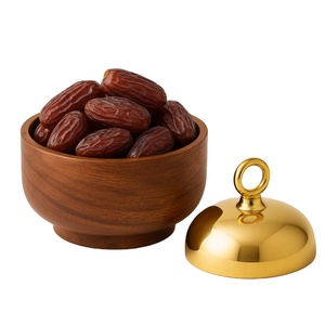 Traditional Wooden Dates Bowl with Gold Lid Ideal <b>for</b> Iftar Gifting Ramadan Celebration and Premium Khajoor Dry <b>Fruit</b> Serving - Product Image 1