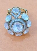 Bague Amaira Jewels à grappe florale en Moissanite de laboratoire plaqué or 18 carats, bijoux de mariage pour femme, style glamour, pierre de naissance de mars - Product Image 1