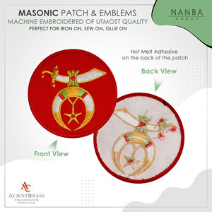 Custom Embroidered Red Iron-On Masonic Shriner Patch for Freemasonry-<b>Canvas</b> Fabric Customizable for Gifts & Apparel - Product Image 2
