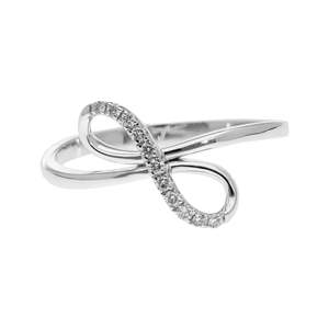 แหวนทองคำแท้ 14K สไตล์อาร์ตเดโค ดีไซน์เกลียวอินฟินิตี้ ประดับเพชร สามารถสวมซ้อนกันได้ แหวนสำหรับผู้หญิง สื่อถึงความรักนิรันดร์ - Product Image 5