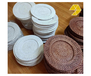 Assiette de présentation en rotin marron 33 cm, faite à la main, écologique, pour la décoration de table, assiette de présentation en rotin blanc pour la décoration de mariage, vente en gros UE - Product Image 1