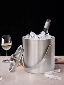Cubo de hielo decorativo de metal para vino, champán, cerveza, almacenamiento de hielo con acabado elegante, construcción duradera, ideal - Product Image 3
