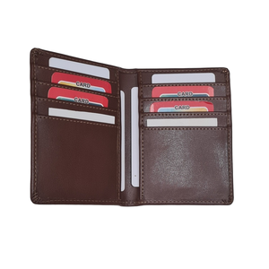 Portefeuille en cuir véritable pour hommes femmes en cuir véritable à deux volets RFID élégant mince à la main porte-carte de crédit - Product Image 2