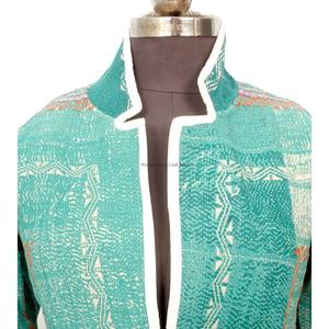 Nouvelle arrivée : veste indienne artisanale en coton patchwork multicolore Kantha, écologique, style ethnique, pour un usage décontracté - Product Image 2