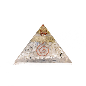 Pyramide d'Orgone en Pierre de Lune Arc-en-ciel Faite à la Main, avec Éclats de Pierres Naturelles, Pyramide de Cristal d'Orgonite pour la Méditation et la Décoration Intérieure, Vente en Gros - Product Image 2