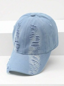Custom Vintage Distressed Washed Denim Baseball <b>Cap</b> 6 Panel Adjustable Dad <b>Hat</b> OEM Private Label Cotton Denim <b>Cap</b> Manufacturer - Product Image 3