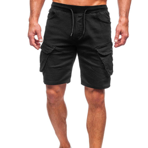 Shorts cargo élastiques pour hommes, grande taille, décontractés, avec logo personnalisé, vente en gros pour le travail en extérieur, motif uni - Product Image 1