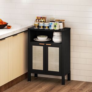 "Distressed Black Modern Luxury Villa <b>Sideboard</b> Buffet Cabinet with Adjustable Shelf" - Product Image 2