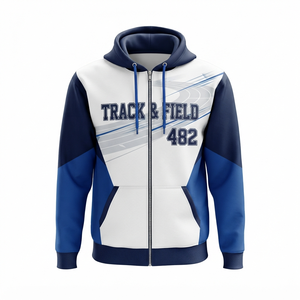 Sudadera con Capucha y Cierre para Hombre, para Esquí en la Nieve, Azul y Blanco, Estampado por Sublimación, Deportiva, Corte Regular, Ropa de Invierno - Product Image 5