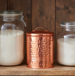 Conteneur de rangement en cuivre martelé en acier, élégant porte-fruits secs, boîte de présentation décorative pour la cuisine - Product Image 4