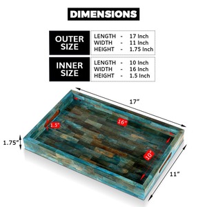 Bone Inlay Wooden Storage Tray Rectangle Serving Platter Decorative Organizer for Vanity Bathroom Kitchen Tabletop - Product Image 2