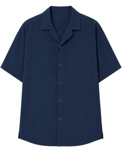 Customized Dark Navy Blue Oversized Casual Men <b>Shirt</b> <b>Half</b> Sleeve <b>Button</b> Up Cuban Collar Loose Fit Summer Fashion Wear Top <b>Shirt</b> - Product Image 1