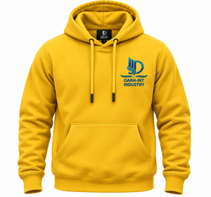 OARH-INT INDUSTRY Sweat à capuche pour homme, jaune uni, avec logo sur le devant, poche, coupe décontractée, en polaire, pour l'automne - Product Image 1