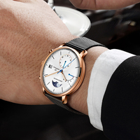 Montre de luxe Mark Fairwhale à quartz, design original, chronographe, phase de lune, étanche, fenêtre de date, acier inoxydable, BusinessFW-5350