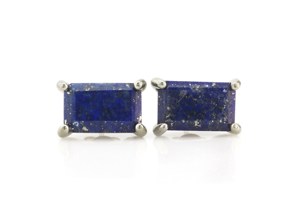 2026 New Arrival Solid 925 Sterling <b>Silver</b> Light Weight Minimalist Gold Plated Natural Lapis Gemstone Women's Fine <b>Stud</b> Earrings - Product Image 2