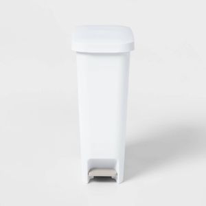 11-Gallon White Slim <b>Step</b> Trash Can with Pedal-Lift Lid Textured Indoor <b>Kitchen</b> Waste Bin 11-Gallon Capacity - Product Image 1