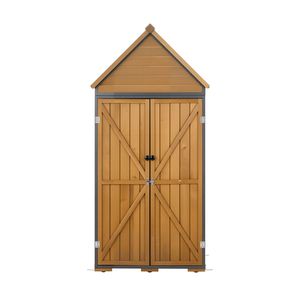 Caseta de Almacenamiento para Exteriores de 44.09" X 66.93", Caseta de Madera y Metal para Herramientas de Jardín con Puertas con Cerradura y Techo Inclinado Impermeable - Product Image 1