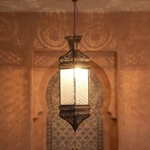 Mediterranean Metal Hanging <b>Lantern</b> Rectangle Outdoor Waterproof Entryway Light Home Decor - Product Image 6