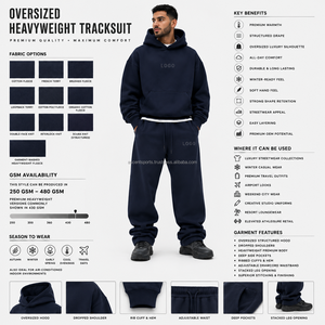 Conjunto de Sudadera y Pantalón Oversize Liso Sin Logo de Forro Polar de Algodón y Poliéster con Capucha con Cordón y Puños Elásticos al por Mayor OEM - Product Image 3