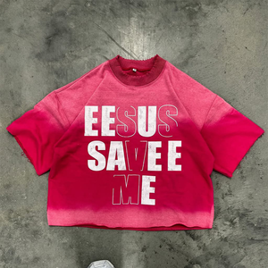 T-shirt Homme Oversize Personnalisé Effet Délavé Sérigraphié Vintage Coton/Bambou Épais Coupe Boxy Courte Style Urbain - Product Image 3