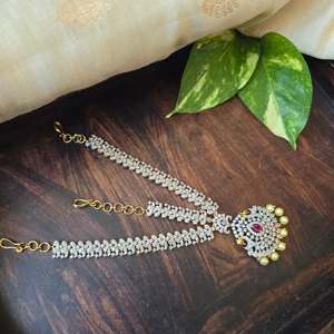 American Diamond Women's Maang Tikka Crown Tiara - Product Image 1