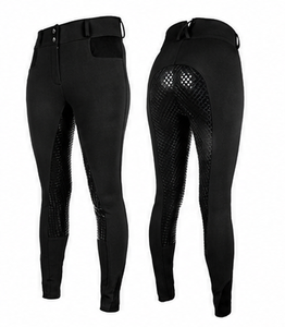 Women's Luxury High Rise Equestrian Riding Pants Breathable <b>PU</b> Leather Solid Color Skinny Fit Customized Pockets Seamless Belt - Product Image 1