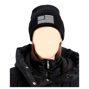 American Flag Embroidered Beanie <b>Winter</b> <b>Hat</b> for <b>Men</b> Women Multi Season Tactical Gear Warm Knit Cap Cold - Product Image 3