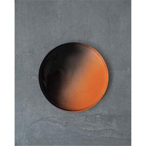 Plateau de service moderne en métal noir et orange dégradé, plateau décoratif rond en émail pour table basse, décoration intérieure, plateaux en gros - Product Image 1