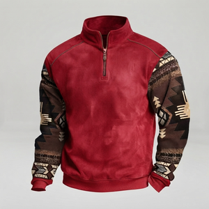Sweat-shirt en molleton à col montant pour homme, motif géométrique, coupe classique, vêtement décontracté d'automne - Product Image 4