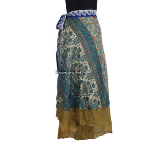 2026 Fashion Women's Silk Wrap <b>Skirt</b> Style Indian Vintage Magic Wrap Silk Sari <b>Skirt</b> Women Silk Long Wrap <b>Skirt</b> <b>Boho</b> Maxi Revers - Product Image 6