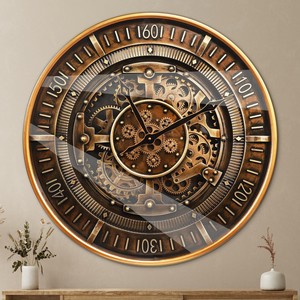 Horloge murale à engrenages en bois de Sheesham Aqdus Saleem avec chiffres en laiton - Vente en gros - Product Image 3