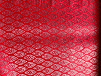 Tissu brocart à motif de feuillage, tissé jacquard, avec motif butti en relief et sequins