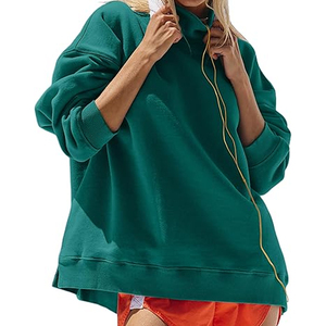 Pull grec d'hiver à col roulé, coupe classique, unisexe, doublure polaire, 100% coton, anti-plis, séchage rapide, respirant, devant - Product Image 1