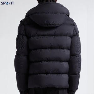 Black Plus Size Down <b>Coat</b> <b>with</b> <b>Hood</b> Stand Collar Button Closure Regular Fit Hip Hop Style <b>Wool</b> Material Waterproof Eco-Friendly - Product Image 4