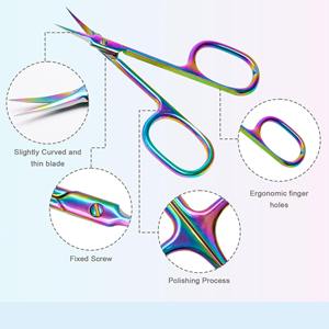 Ciseaux à cuticules incurvés de 9,5 cm - Lame tranchante en acier inoxydable professionnelle, outil de beauté durable pour droitiers, multi-usages - Product Image 4