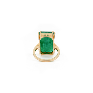 Luxurious K18 <b>Original</b> Yellow Gold 12.6 Ct. Natural Zambian Big Emerald Gemstone Single Stone Statement Ring Handmade Jewelry - Product Image 6