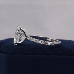 Anillo de compromiso de lujo con diamante cultivado en laboratorio de corte ovalado de 1.01 quilates en oro sólido de 14K - Anillo de diamante LGD certificado por IGI para mujer - Product Image 2