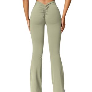 OEM ODM Women Mid Waist <b>Flare</b> Yoga <b>Leggings</b> Custom Logo Stretch Fitness Gym Pants Wholesale Sportswear - Product Image 5