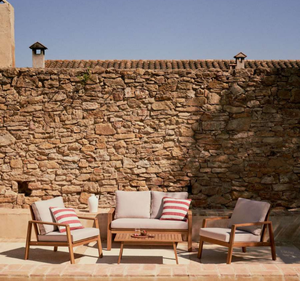 Conjunto de Sofás de Jardín Modernos de Madera de Teca para Exteriores, Sillones, Mesa de Centro, para Villa, Resort, Patio, Terraza, Asientos de Lujo para Sala de Estar, Resistentes al Agua - Product Image 1