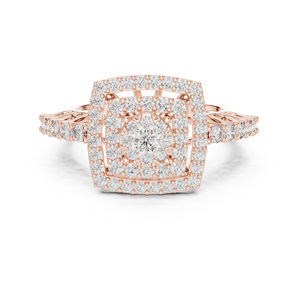 แหวนทองคำ 14K ประดับเพชรทรงกลมเพาะเลี้ยงในห้องปฏิบัติการ ของขวัญวันครบรอบสำหรับผู้หญิง |   เพชรที่เพิ่งเพาะเลี้ยง - Product Image 4